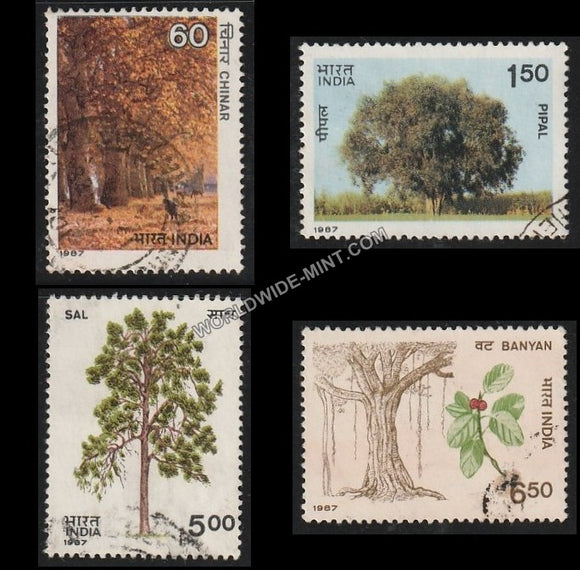 1987 Indian Trees-Set of 4 Used Stamp