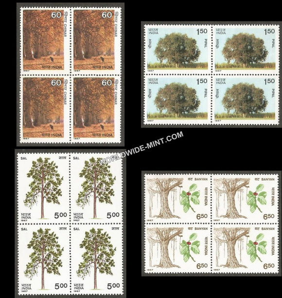 1987 Indian Trees-Set of 4 Block of 4 MNH