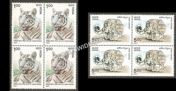 1987 Wild Life-Set of 2 Block of 4 MNH