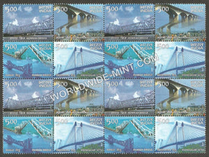 2007 INDIA Landmark Bridges Block Setenant Block MNH