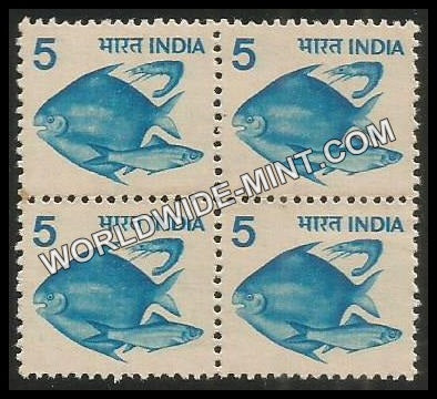 INDIA Pisciculture (Ashoka) 6th Series (5) Definitive Block of 4 MNH