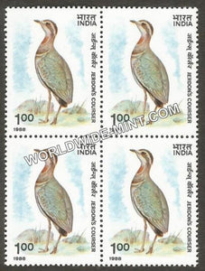 1988 Wild Life (Jerdon's Courser) Block of 4 MNH