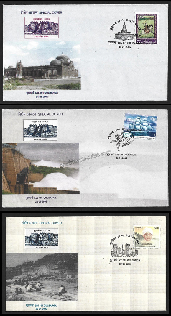 2005 Gulpex Gulbarga Set of 3 Karnataka Special Cover #KA118