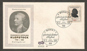 1974 Germany Friedrich Gottlieb Klopstock German poet FDC #FC118