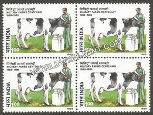 1989 Military Farms Centenary Block of 4 MNH