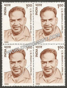 1990 A.K. Gopalan Block of 4 MNH