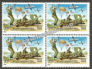 1993 9 Parachute Field Regiment Golden Jubilee Block of 4 MNH