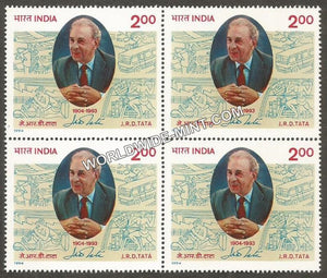 1994 J.R.D.Tata Block of 4 MNH