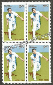 1996 Cricketers of India-Vinoo Mankad Block of 4 MNH