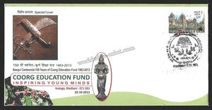 2013 150 Years of Coorg Education Fund Karnataka Special Cover #KA148