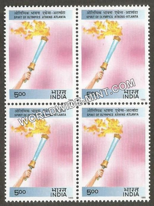 1996 XXVI Olympics - Olympic Torch Block of 4 MNH