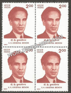 1997 V.K. Krishna Menon Block of 4 MNH