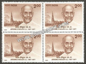 1997 Jerome D' souza S J Block of 4 MNH