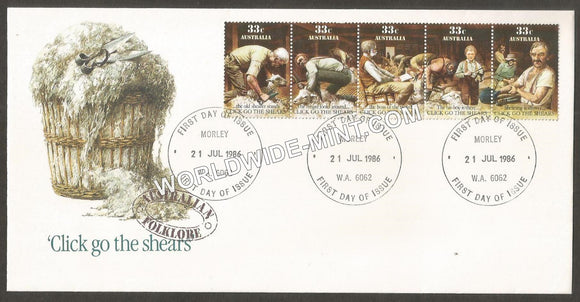 1986 Australia 'Click Go The shears' Shearing Sheep FDC #FA162