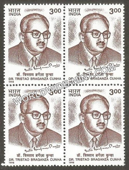 1998 Dr. Tristao Braganza Cunha Block of 4 MNH