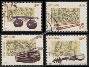 1998 Indian Musical Instruments-Set of 4 Used Stamp