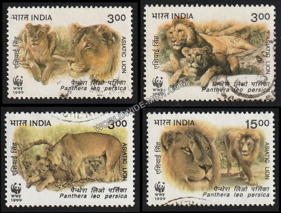 1999 Asiatic Lion-Set of 4 Used Stamp