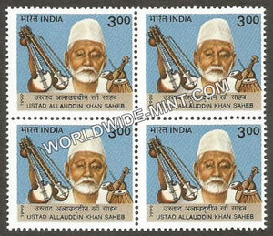 1999 Modern Masters of Indian Classical Music-Ustad Allauddin Khan Saheb Block of 4 MNH