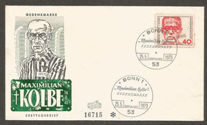 1973 Germany Maximilian Kolbe Priest FDC #FC172