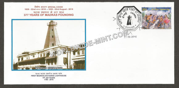 2016 - 377 Years of Madras Founding Special Cover with embossed Glossy Finish #TNA173