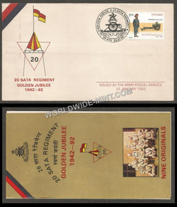 1992 India 20 SATA REGIMENT GOLDEN JUBILEE APS Cover (22.01.1992)