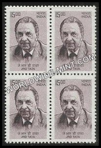 INDIA JRD TATA 10th Series (15 00 ) Definitive Block of 4 MNH