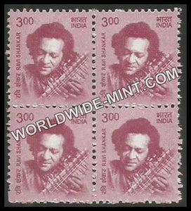 INDIA Ravi Shankar 11th Series (3 00 ) Definitive Block of 4 MNH