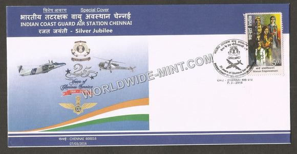 2016 Indian Coast Guard Air Station Chennai - Silver Jubilee Special Cover #TNB198