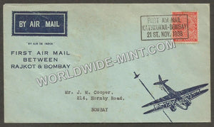 1938 Kathiawar - Bombay First Flight Cover #FFCC19