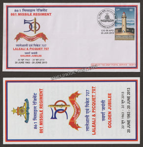 2013 INDIA 861 MISSILE REGIMENT GOLDEN JUBILEE APS COVER (20.06.2013)