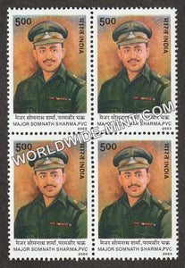 2003 Major Somath Sharma, PVC Block of 4 MNH