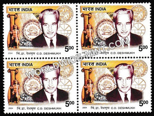 2004 C D Deshmukh Block of 4 MNH