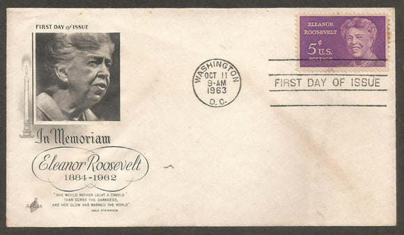 1963 USA Eleanor Roosevelt - Former First Lady of the United States FDC #FC20