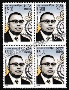 2005 A M M Murugappa Chettiar Block of 4 MNH