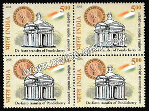 2005 De Facto Transfer of Pondicherry Block of 4 MNH