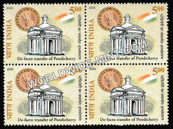 2005 De Facto Transfer of Pondicherry Block of 4 MNH