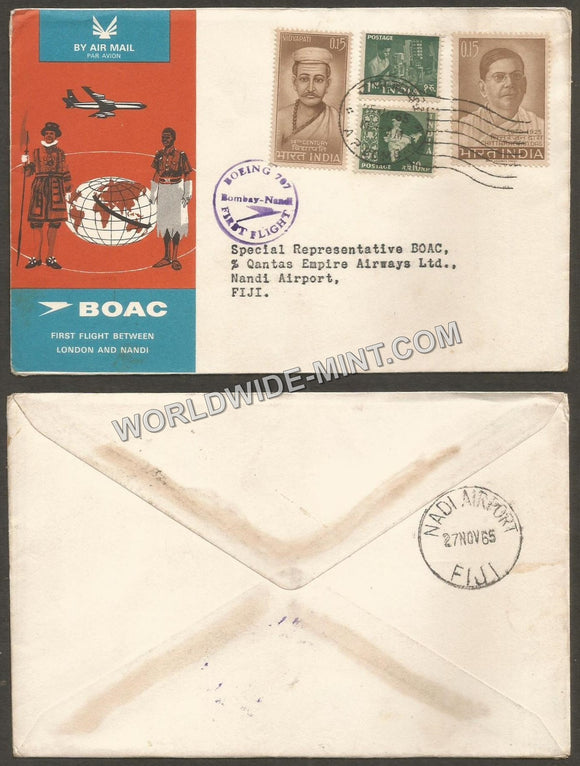 1965 London - Nandi BOAC First Flight Cover #FFCC22