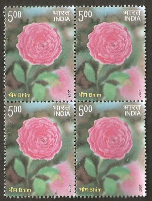 2007 Fragrance of Roses - Bhim Block of 4 MNH