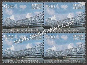 2007 Landmark Bridges of India-Howrah Bridge Block of 4 MNH