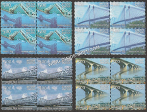 2007 Landmark Bridges of India-Set of 4 Block of 4 MNH