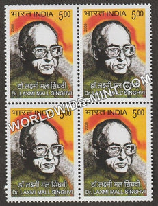 2008 Dr. Laxmi Mall Singhvi Block of 4 MNH