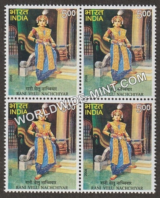 2008 Rani Velu Nachchiyar Block of 4 MNH