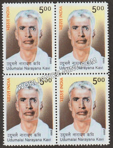 2008 Udumalai Nrayana Kavi Block of 4 MNH