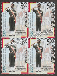 2009 250 Years of Selfless Sacrifice and Courage Madras Regiment 1758-2008 Block of 4 MNH