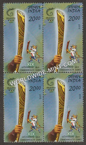 2010 Delhi 2010 Commonwealth Games-Torch Block of 4 MNH