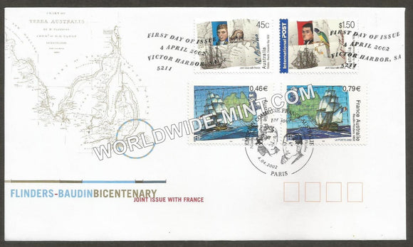 2002 Australia Flinders - Baudin Bicentenary Joint Issue With France FDC #FA260