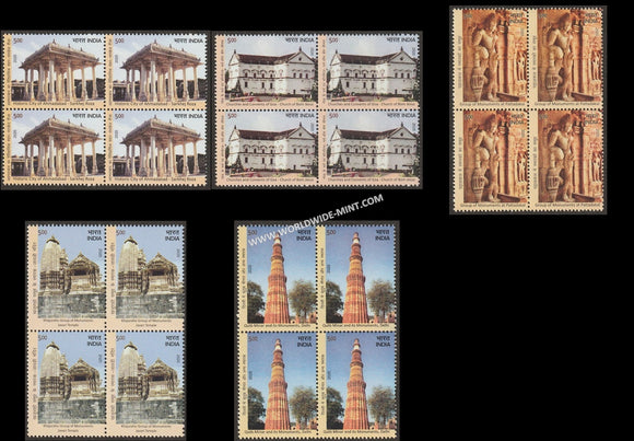 2020 India UNESCO World Heritage Sites in India III Cultural Sites- Set of 5 Block of 4 MNH