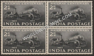 1953 Railway Centenary Block of 4 MNH