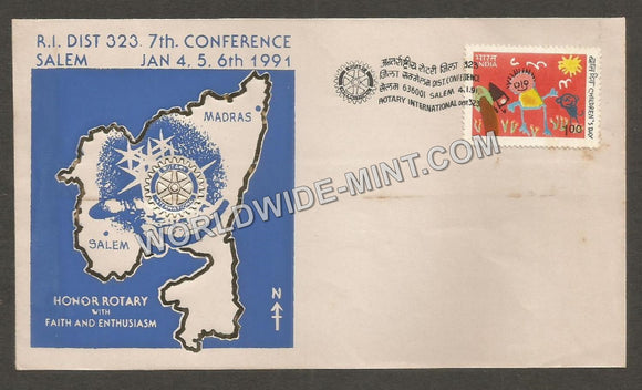 1991 R.I. Dist 323 7th Conference Honor Rotary with Faith and Enthusiasm Special Cover #TNC307