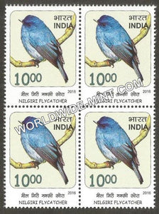 2016 Birds Near Threatned-Nilgiri Flycatcher Block of 4 MNH